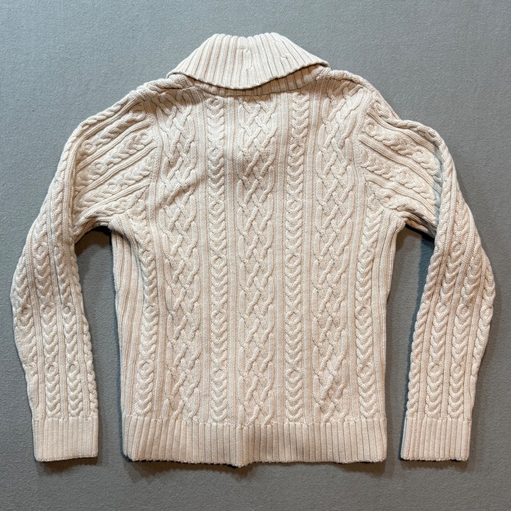 Willi Smith Shall Neck Chunky Cable Knit Cream Coastal Sweater Women Large - Picture 11 of 12